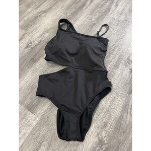 NWT $118 Michael Kors One-Piece Swimsuit Black Off Shoulder Side Cut Out 8‎